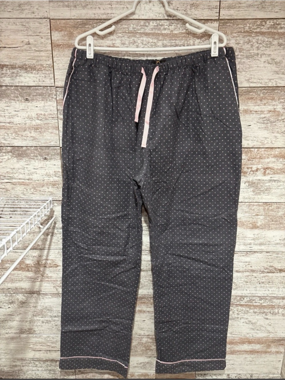 Women’s Black Polka Dot Joggers with Pink Trim pajama pants